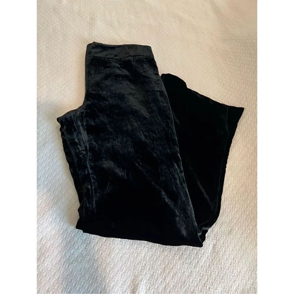 Ann Taylor wide leg black velvet pants size 12 Long Tall